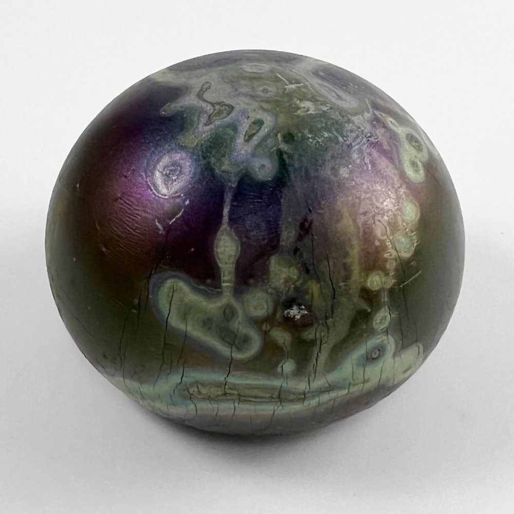 Modernist Robert Coleman RC Abstract Studio Art Glass Iridescent Purple Paperwei